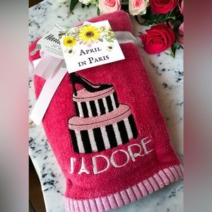 French Paris Bath Hand Towel Set of TWO | Barbie Pink
